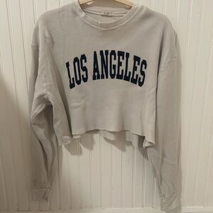 Brandy Melville John Galt cropped LA waffle long sleeve tee